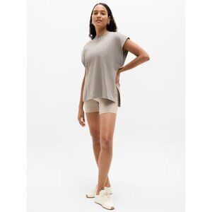 New Athleta M True Cotton Oversized Dolman Muscle Tee Mortar Mushroom Medium
